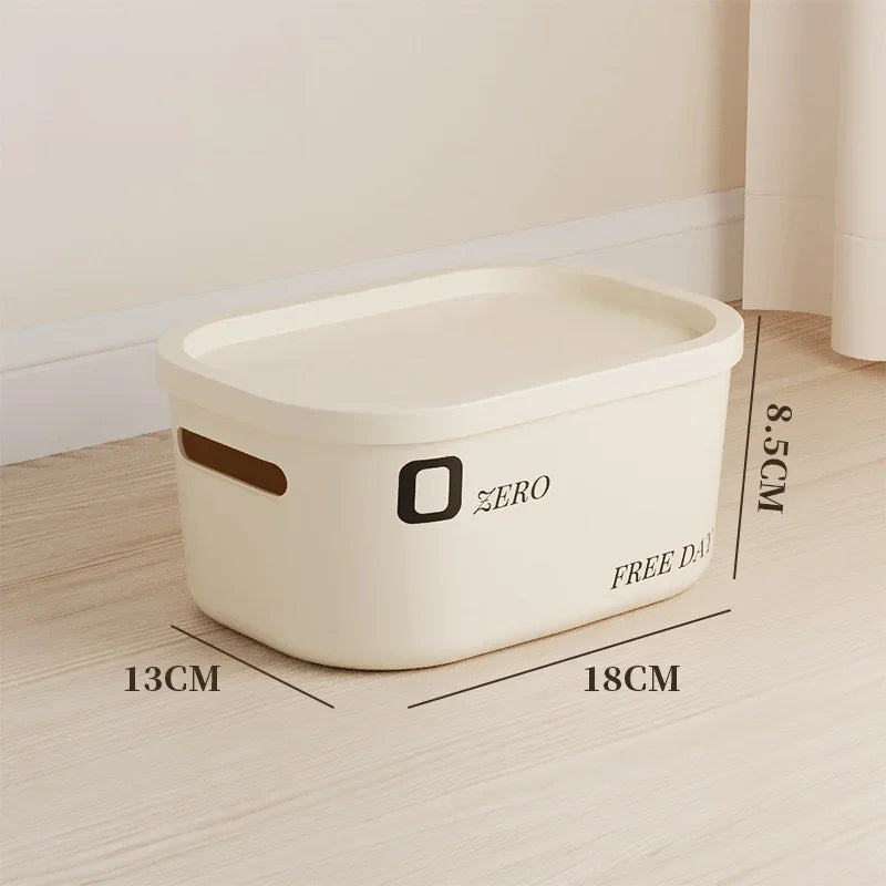 Stackable Storage Box with Lid Dustproof Cosmetics Clothing Grocery Storage Trunk Snack Storage Container Toy Storage Bin Basket
