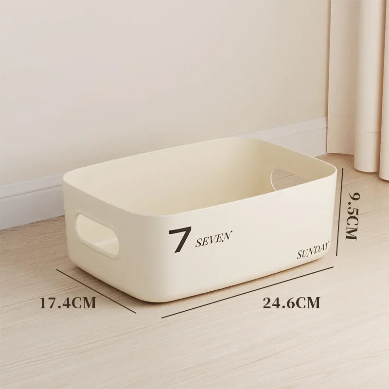 Stackable Storage Box with Lid Dustproof Cosmetics Clothing Grocery Storage Trunk Snack Storage Container Toy Storage Bin Basket