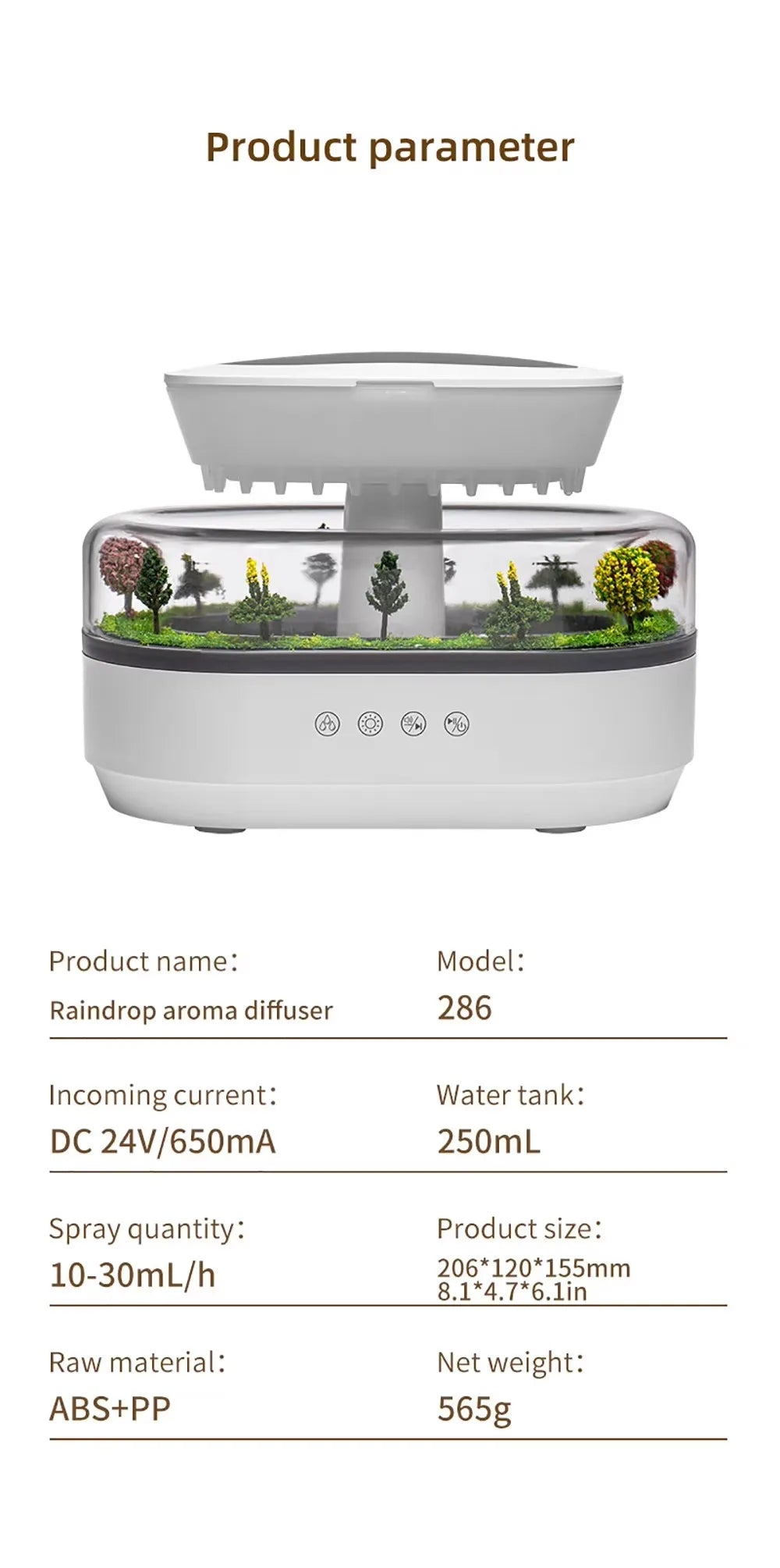 Raindrop Aromatherapy Humidifier With Natural White Noise Music