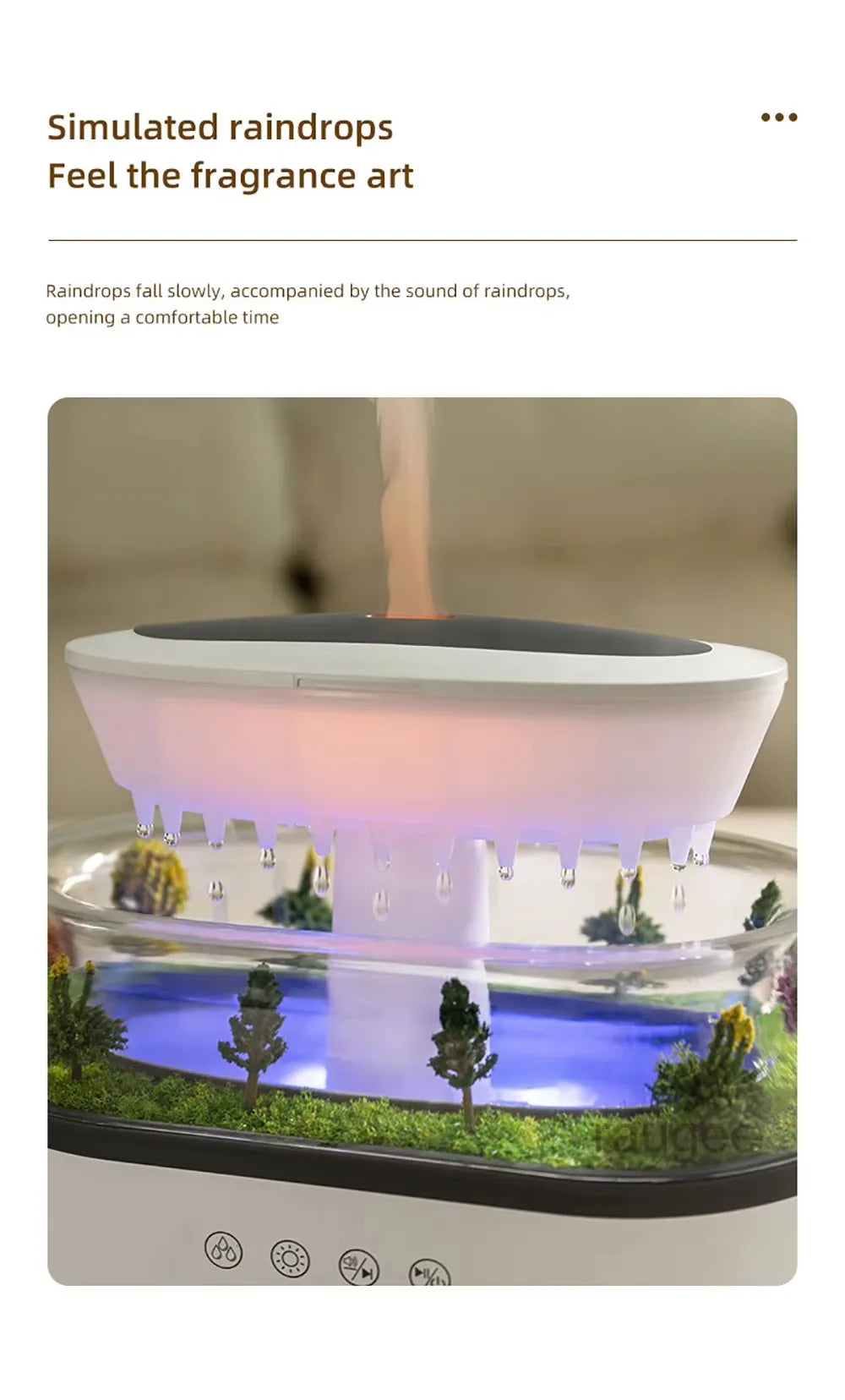 Raindrop Aromatherapy Humidifier With Natural White Noise Music