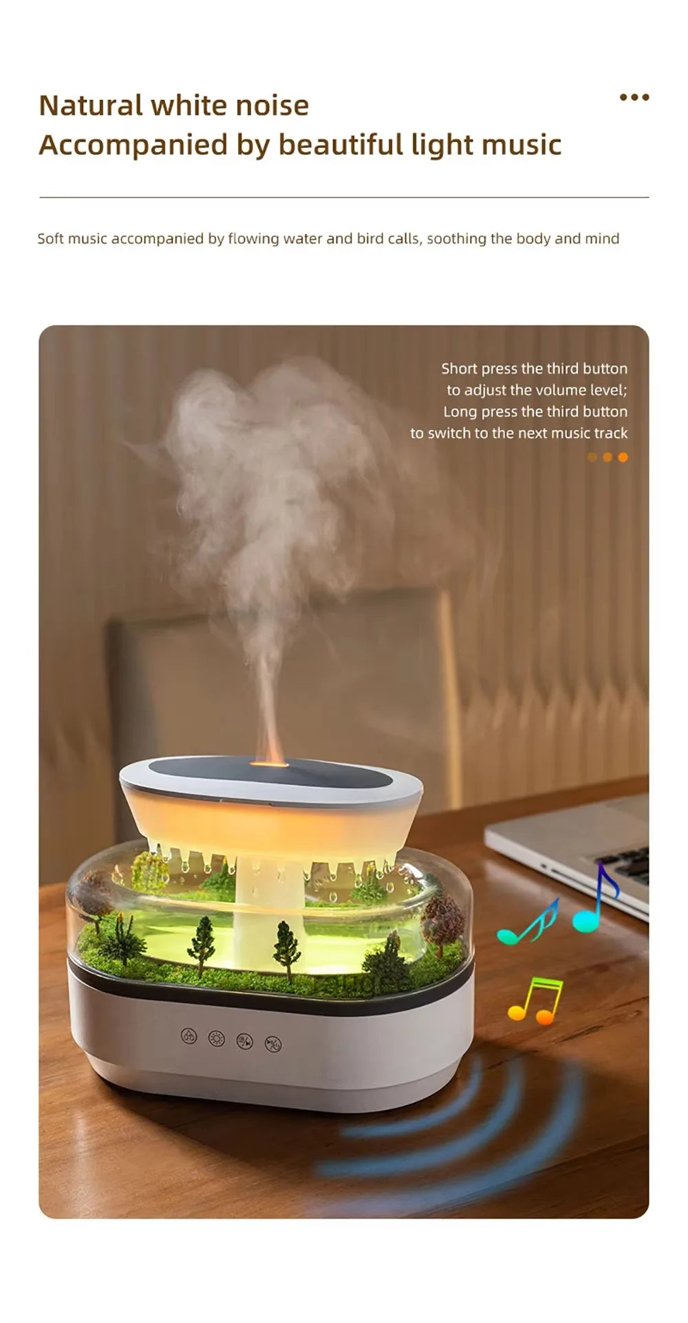 Raindrop Aromatherapy Humidifier With Natural White Noise Music