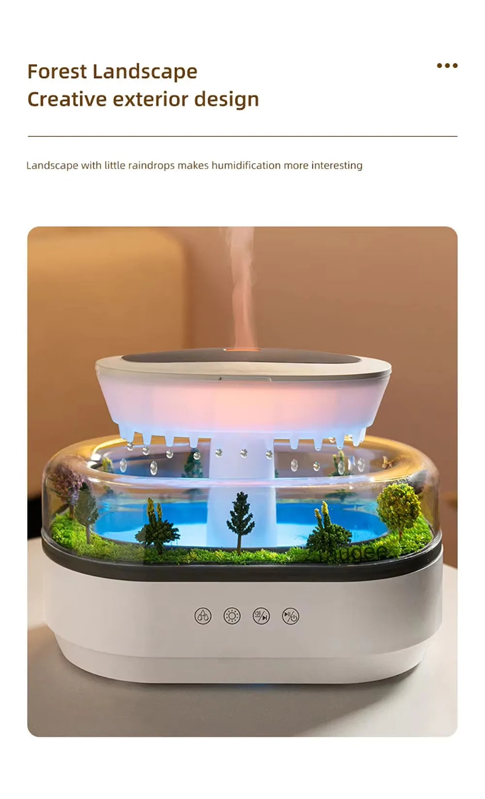 Raindrop Aromatherapy Humidifier With Natural White Noise Music