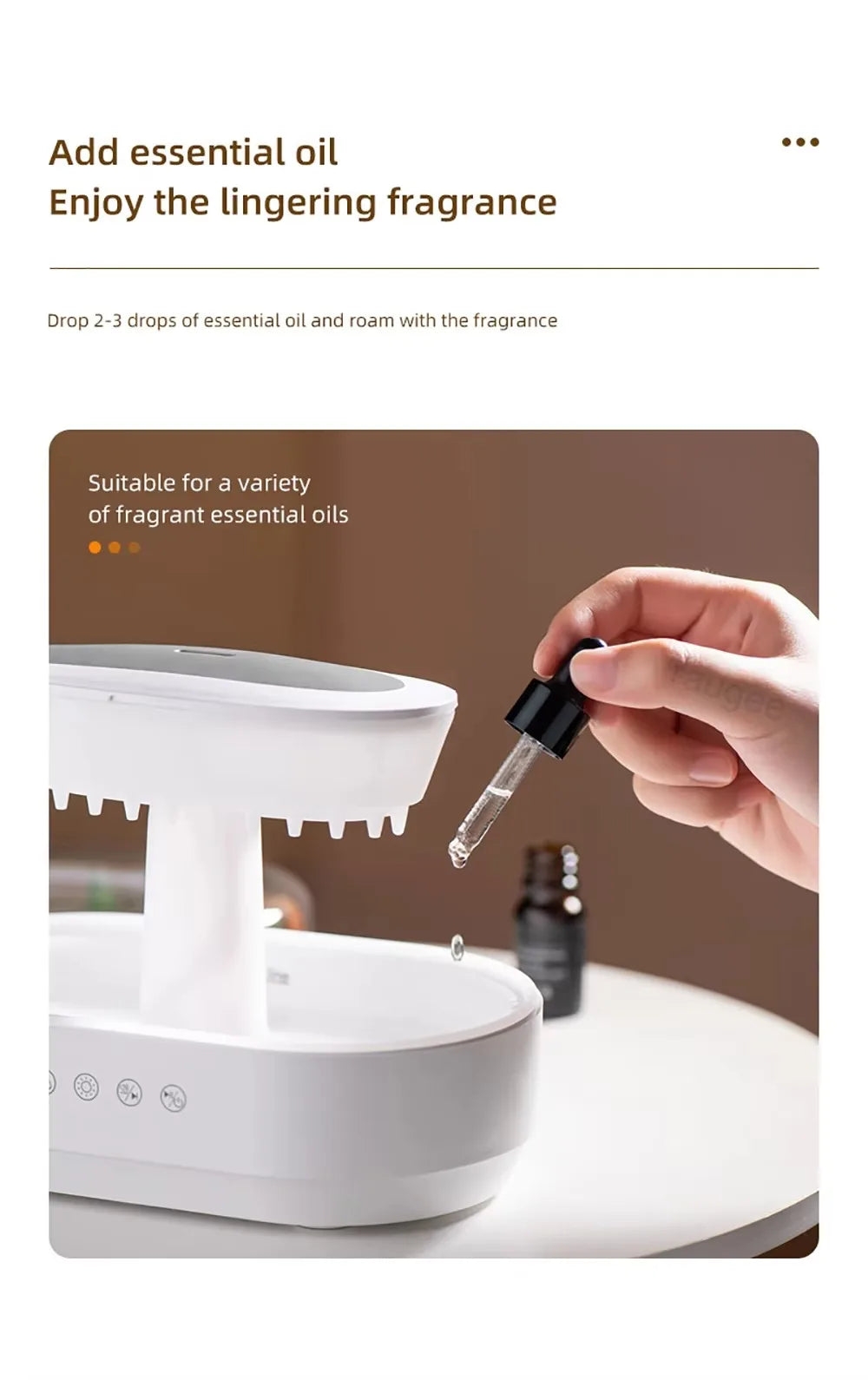 Raindrop Aromatherapy Humidifier With Natural White Noise Music