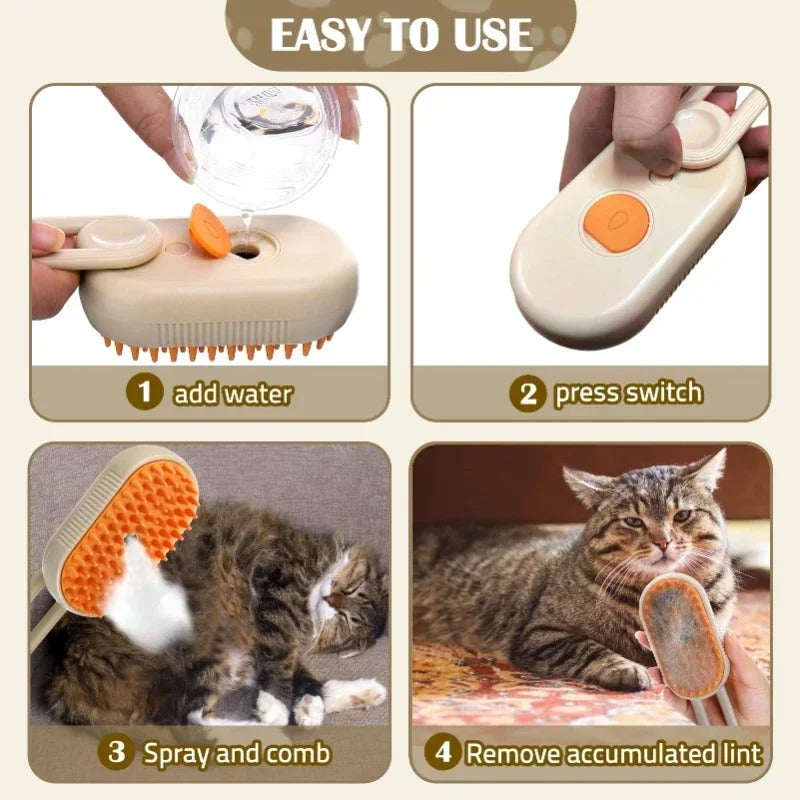 3 IN 1 PET STEAM BRUSH FOR BOTH CAT AND DOG